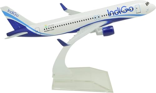 Image of Toys Uncle Diecast Aeroplane Scale Model, (A320 AIR Indigo 16 CM)