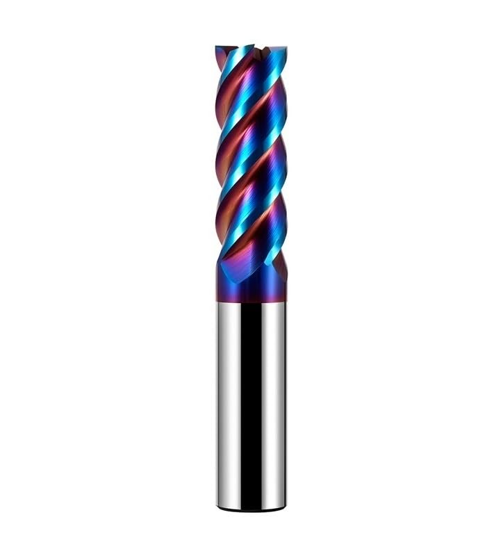 10 sztuk HRC70 4-fletowy węglik wolframu ze stali nierdzewnej niebieski Nano powłoka frez płaski CNC mechaniczne narzędzia do obróbki(6.0x15x6Dx50L)