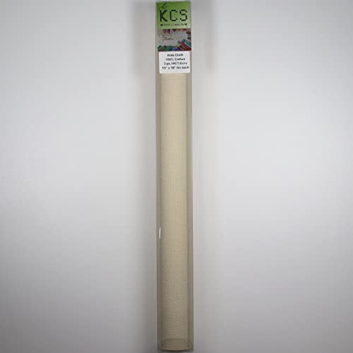 Image of KCS 3 pc of 15 inch x 18 inch Counted Cross Stitch Cotton Aida Cloth Needlework Rolled Fabric Box,14CT,Ecru
