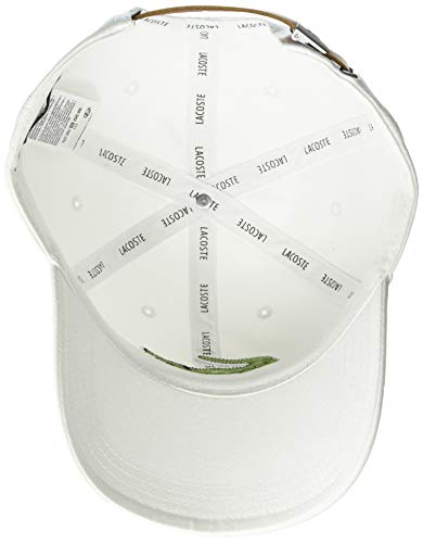 Lacoste Men's Big Croc Twill Adjustable Leather Strap Hat, White, One #TOP2