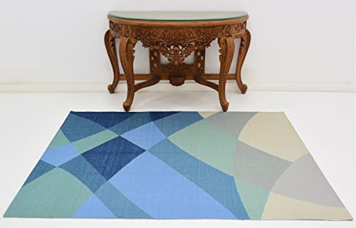 Image of Printed Rug Soft Floor Carpets with Anti Slip Backing for Living Room | Bedroom | Kids Room (Blue, 5x7 Feet)