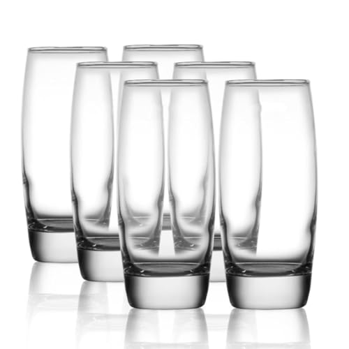 Image of bellemax 350 ML Drinking Glasses, Highball Lead-Free Glasses, Tumblers for Mixed Drinks, Water, Juice, Beer, Cocktail and Mixed Drinks (6)