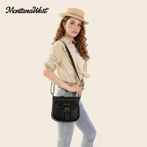 Image of Montana West Crossbody Bag for Women Multi Pocket Shoulder Medium Travel Purses Ultra Soft Washed Leather