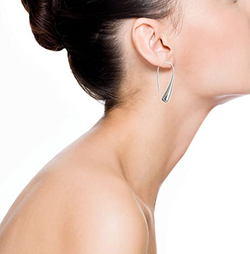 Harlorki Women Lady's 925 Silver Plated Shiny Teardrop Shape Hook Drop Dangle Earrings Fashion Costume Jewelry for Wedding Party Casual Daily Wear2