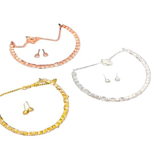 GRSM GLOBAL TRADE Womens Traditional Rose Gold And Gold Plated 3 Combo Necklace Set Birthday Gift for girls and women Anniversary Gift for Wife (B0DFLW8K93) Amazon Price History, Amazon Price Tracker
