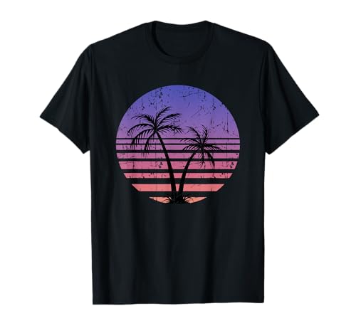 Palm Trees Retro Tropical Vintage Summer Vibes Sunset Beach T-Shirt