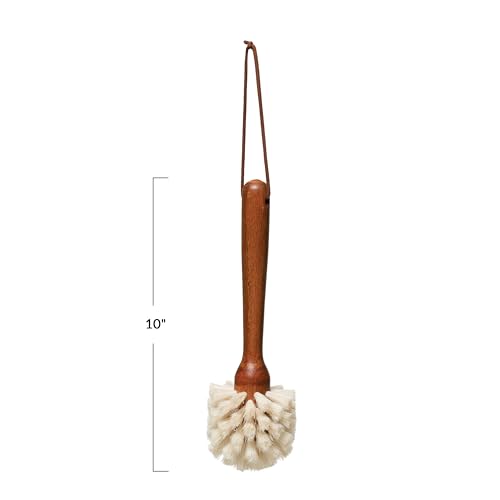 Image of Beech Wood Dish Brush w Leather Strap, Dark Brown, (Pack of 12)