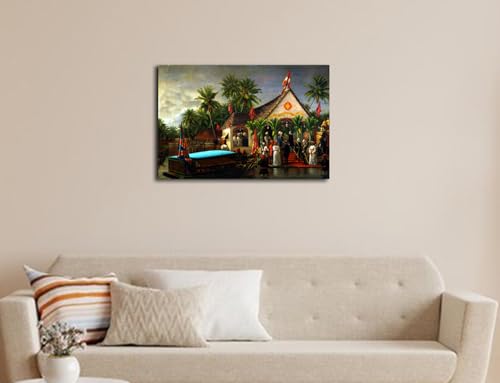 Image of Sikhash Raja Ravi Varma Canvas Paintings Classic Art, Indian Art, Famous Artist, Wall Painting for Living Room, Bedroom, Office, Unframed, Multicolor Fabric Size - 12x8 inches (30x20 cms, The Maharaja of Travancore welcoming Richard)