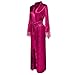 Womens Silk Satin Pajamas Sets Print Long Sleeve Button Lounge Pants Two Piece Pj Sets Ladies Loungewear Nightwears Hot Pink