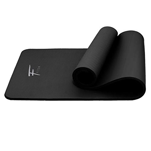 Fitem Alfombrillas Esfera Confort-Espuma de Alta Densidad NBR-183 x 61 x 1,5 cm para Gimnasia, Yoga, Deporte, Gimnasia, Fitness, Pilates y musculación-Correa de Transporte. Negro