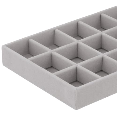 Plateaux à bijoux en velours gris haut de gamme pour bagues et colliers - 4