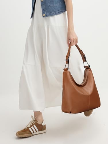 Image of YALUXE Women's Genuine Leather Shoulder Bags Slouchy Hobo Handbags Purses