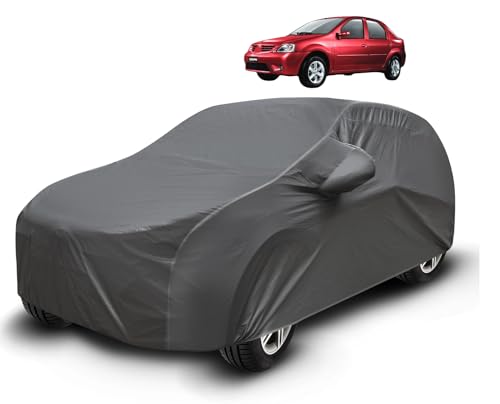 Image of Auto Hub Waterproof Car Cover Compatible with Mahindra Logan with Mirror Pockets, Soft Cotton Lining, Logan Car Cover Waterproof, Grey