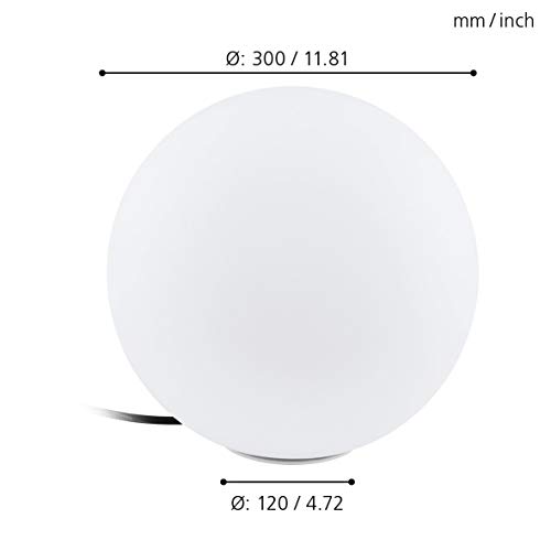 EGLO Garten Kugel Monterolo, 1 flammige Außenleuchte, Stehleuchte aus Kunststoff, Farbe: Weiß, Fassung: E27, Ø: 30 cm, IP65