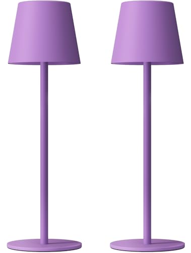 Image of Kakanuo Cordless Table Lamp Rechargeable Purple - KK 2 Pack 5000mAH Battery Operated Lamp for Counter, 3 Color Stepless Dimming Wireless Lamp for Dining Kitchen, Outdoor Patio, Touch Control