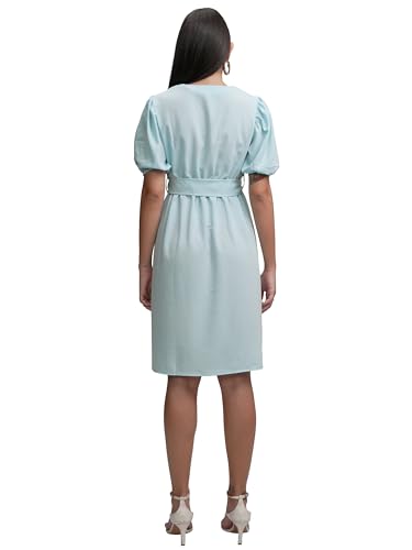 Image of Tokyo Talkies Women's Elegant A-Line Dress with Belt & Pleated Dress, Sophisticated Full-Sleeve Style for Any Occasion