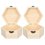 BESTonZON Handgefertigte Holz Aufbewahrungsbox für Schmuck und Kleinigkeiten 2 Stück mit Deckel Langlebig Geschenkbox für Festtage und Dekoration