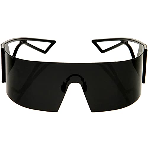zeroUV - 80s Retro Wrap Around One Piece Futuristic Sunglasses D305