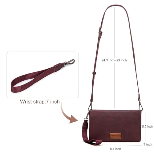 Image of Wrangler Womens Wristlet Wallet RFID Blocking Bifold Clutch Credit Card Holder Purse with Crossbody Strap
