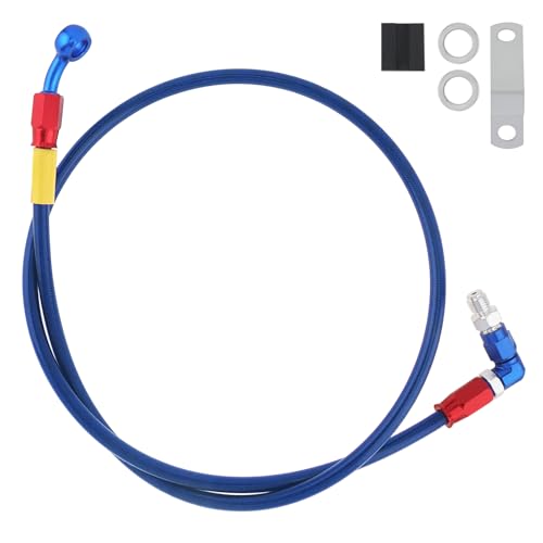 Windance Línea de freno M10 de 100 cm, 28 90 grados, para motocicleta, scooter, ATV, Dirt Pit Bike, manguera de aceite de freno hidráulico trenzada de acero inoxidable (azul)