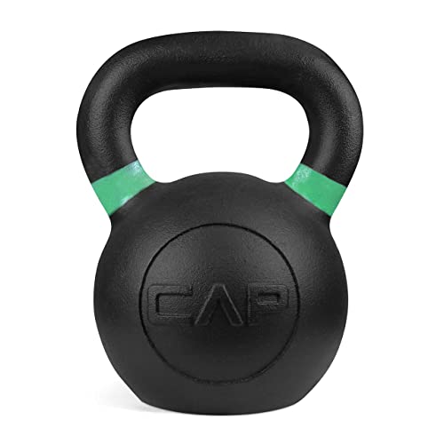 WF Athletic Supply Powder Coated Kettlebells, Black Matte Kettlebell Weights for Strength Training, Conditioning and Functional Fitness, LB and KG Markings