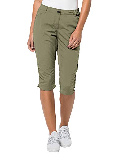 Jack Wolfskin Women's Kalahari 3/4 Pants Women's Travel Pants With Uv Protection,Khaki ,42 (U Small 33/32)