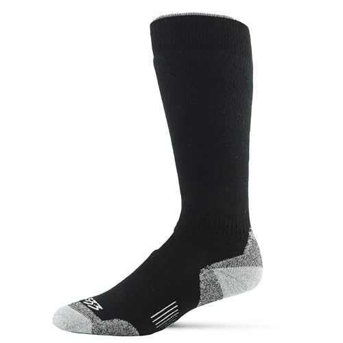 Calcetines sobre la pantorrilla fabricados en Estados Unidos, peso medio, calcetines de esquí y snowboard, lana merino, Mountain Heritage, color negro, talla L