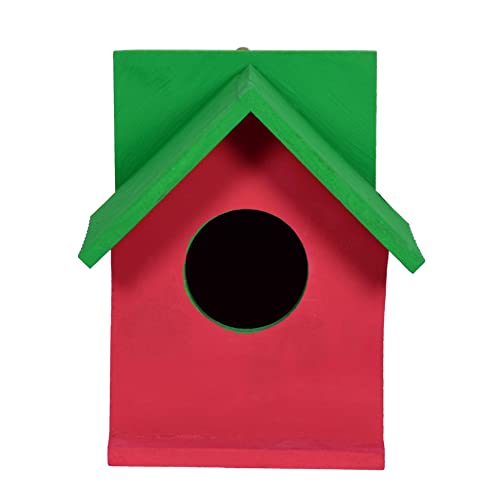 Sanmark Bird House Nest Box Breeding House for A Variety of Small Birds Sparrow, Finches Etc Beautiful Handmade Bird Friendly Wooden Hanging for Home Decor & Garden (Watermelon - 11 x 14 x 16)