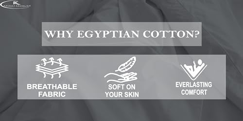 Image of 400TC 100% Egyptian Cotton King Size Fitted Bedsheet (72 x 78 inch) | All-Round Elastic | Fits Upto 12 inch Mattress | Soft & Durable | with 2 Pillow Covers | Dark Grey Solid Bedsheet Set
