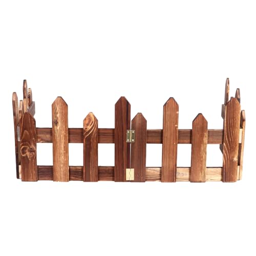 Toyvian Clôture de Jardin en Bois Carbonisé 120 CM Petite Taille Anticorrosion Résistante à L’Humidité Clôture Décorative pour Terrasse Balcon et Espace Extérieur Ensemble Pliable