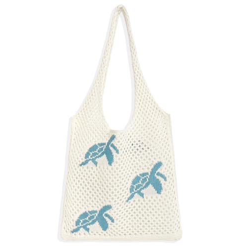 Beach Bags for Women Hollow-Out Knit Bag Vacation Summer Large Knitted Beach Bag Tote Woven Shoulder Purse Handbag