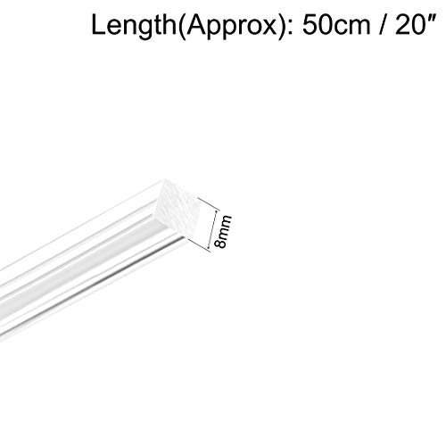 Image of uxcell Acrylic Square Rod,8mmx8mmx20inch Clear Plastic Rod Solid PMMA Bar 2pcs