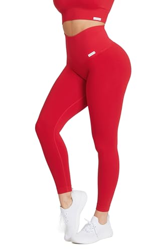 FGM04 Donna - Leggings All-Up (It, Testo, Xs, S, Regular, Regular, Standard, Rosso Lampone)