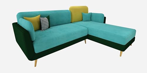 Image of Black Wood Modern Montez LHS Sectional Sofa (2 + Lounger) with Extra Luxury Comfort for Bedroom, Living Room, Dining Room, Drawing Room, Home Office in Bug Resistant Wood Structure