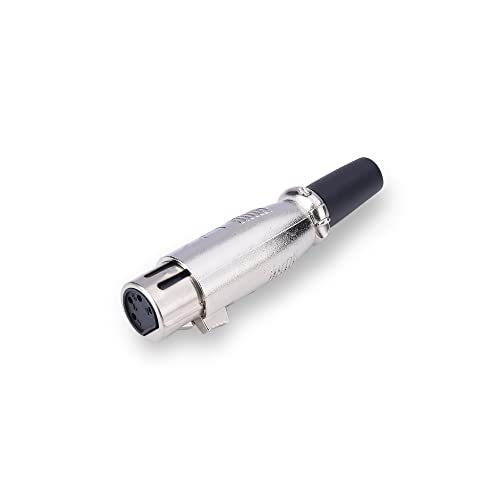 Image of MX 3 Pin XLR Microphone Connector pin Pure Copper Nickel Plated Pins1 for High Conductivity microphone (4-Pin XLR Female, Pack of 4, Female Connector)