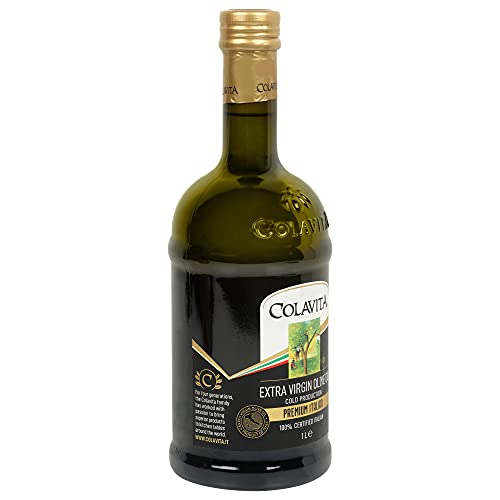 Colavita Extra Virgin Olive Oil (1L) | Cold Pressed Oil from Italian grown Olives | Premium Olive Oil for Cooking, Dips and Marinades | Timeless Bottle Pack