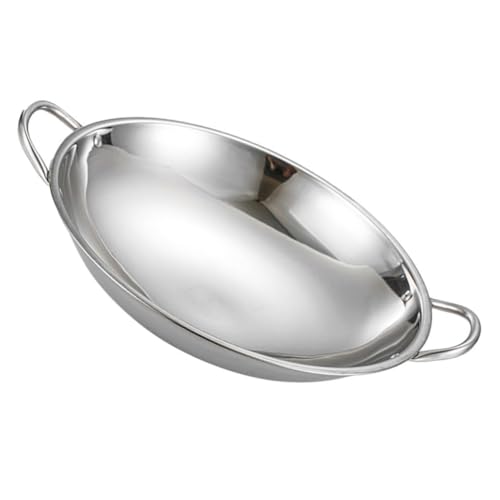 Wok de acero inoxidable con fondo redondo y asas dobles miniatura 1