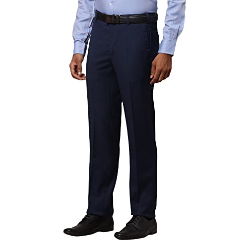Image of Raymond Men's Polyester Blend Shark Skin Pattern Contemporary Fit Flat Front Formal Trouser
