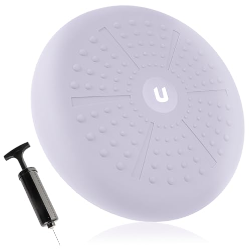 unycos - Cuscino Propriocettivo per Equilibrio Ø33 cm【Pompa + E-Book】Disco Ortopedico Gonfiabile per Migliorare la Stabilità, Riabilitazione, Allenamento e Fitness | Supporta 500 kg (Viola, PureZen)
