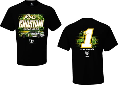 Checkered Flag Sports Ross Chastain #1 NASCAR 2024 for The Farmers Iowa Paint Scheme 2 Sided Racing T-Shirt (US, Alpha, XX-Large, Regular, Regular, Black)
