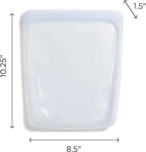 Stasher Half Gallon Reusable Sandwich Bags (Clear)| Freezer Bags For Travel and Food Storage, Silicone Zip Lock Plastic Bags | 24.1cm x 27.3cm x 1.3cm / 1.8L