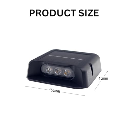 Image of LITVERSE Solar Powered LED Deck Light for Outdoor | 6 LED Step Wall Light | Waterproof Garden Pathway Stair Fence Lighting | Auto On /Off Solar Deck Lamp for Yard, Patio & Walkway - Black