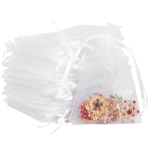 fogman オーガンジー 巾着 袋 小分け袋 ラッピング ミニ巾着 ギフト 包装 50枚セット (9×12cm)
