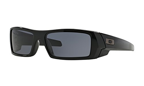 Oakley Óculos de sol Gascan preto polido com lente cinza + adesivo, Preto polido, tamanho �nico
