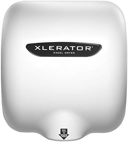 Excel Dryer XLERATOR XL-BW 1.1N High Speed Commercial Hand Dryer, White Thermoset Cover, Automatic Sensor, Surface Mount, Noise Reduction Nozzle, LEED Credits 110/120V