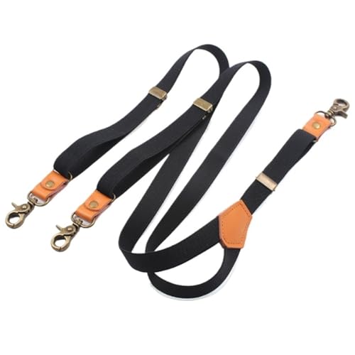 Bretelles élastiques homme réglables avec 3 crochets et boucles bronze
