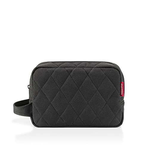 reisenthel cosmeticpouch M Rhombus Black - Bolsa de Aseo para cosméticos, Cable de Carga y Efectos personales
