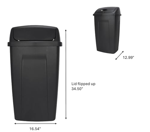 Caneca de basura rectangular de plástico 13 galones negra miniatura 7