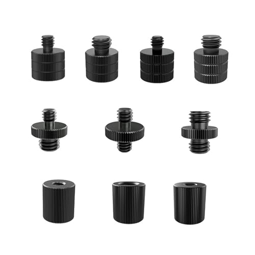 10 adaptadores de rosca de micrófono, adaptador de soporte de micrófono, trípode de cámara, adaptador de aleación de aluminio, 10 especificaciones diferentes, modelos para todos los tipos de monitor,