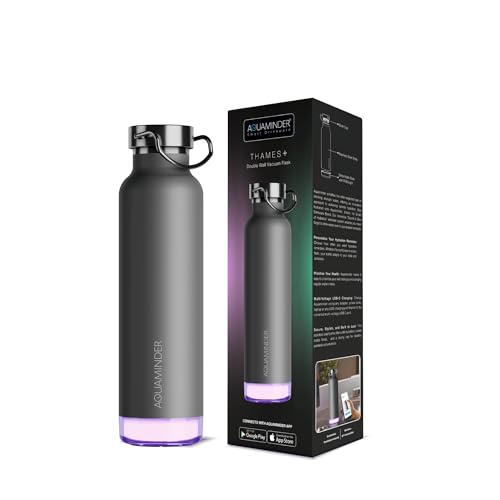 Image of Aquaminder Smart Water Bottle | RGB LED Glow & Timer Hydration Reminder with BT Mobile Phone Connection, Thames with App 600 ML (Grey)
